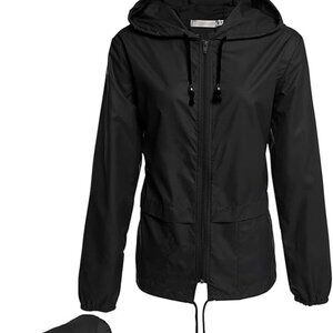 Womens Lightweight Rain Jacket Waterproof Hooded Windbreaker Packable